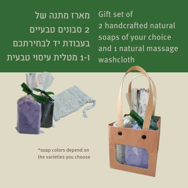 Gift set of 2 soaps and massage washcloth